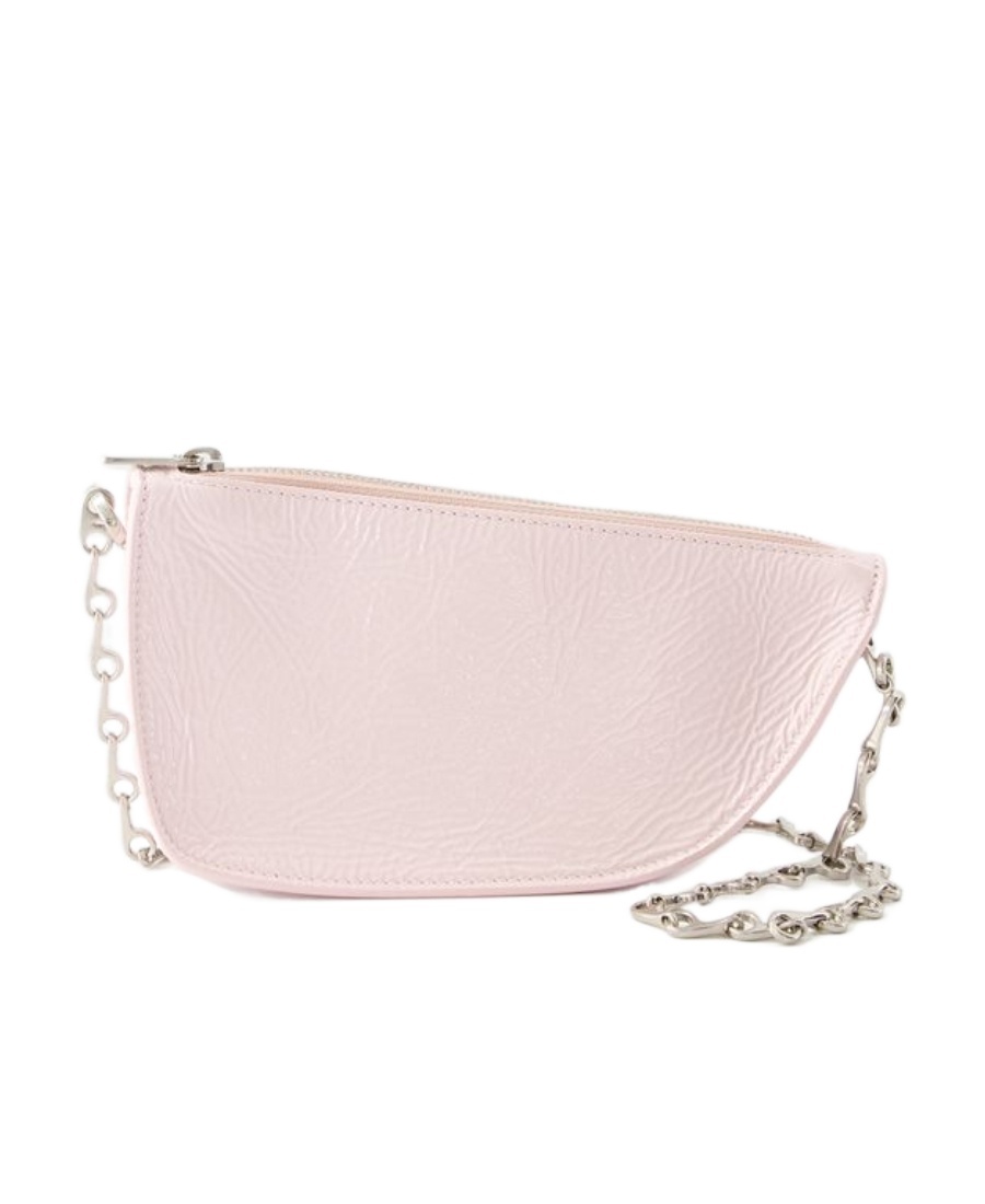 Burberry Mini Pink Leather Micro Shield Shoulder Handbag In Pink