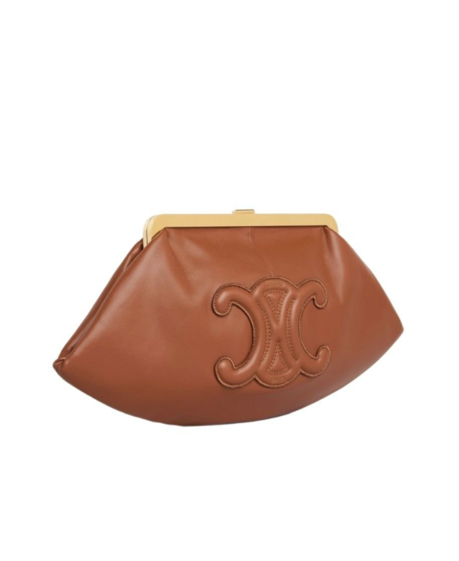 Celine Triomphe Smooth Sheep Leather Handbag In Brown