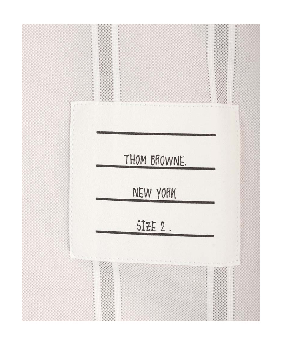 Thom Browne Vertical Stripe Long-sleeve Shirt With Tricolor Detail In White