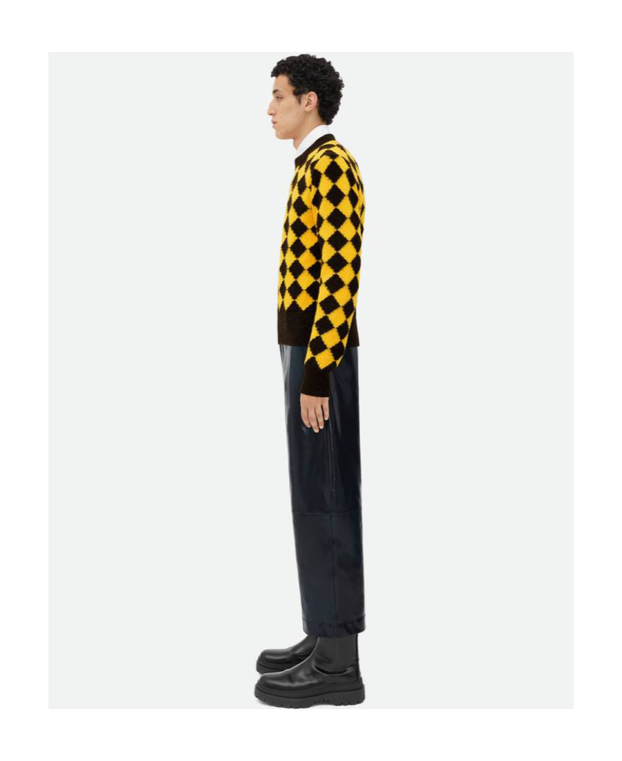 Bottega Veneta Argyle Intarsia Wool Jumper In Black