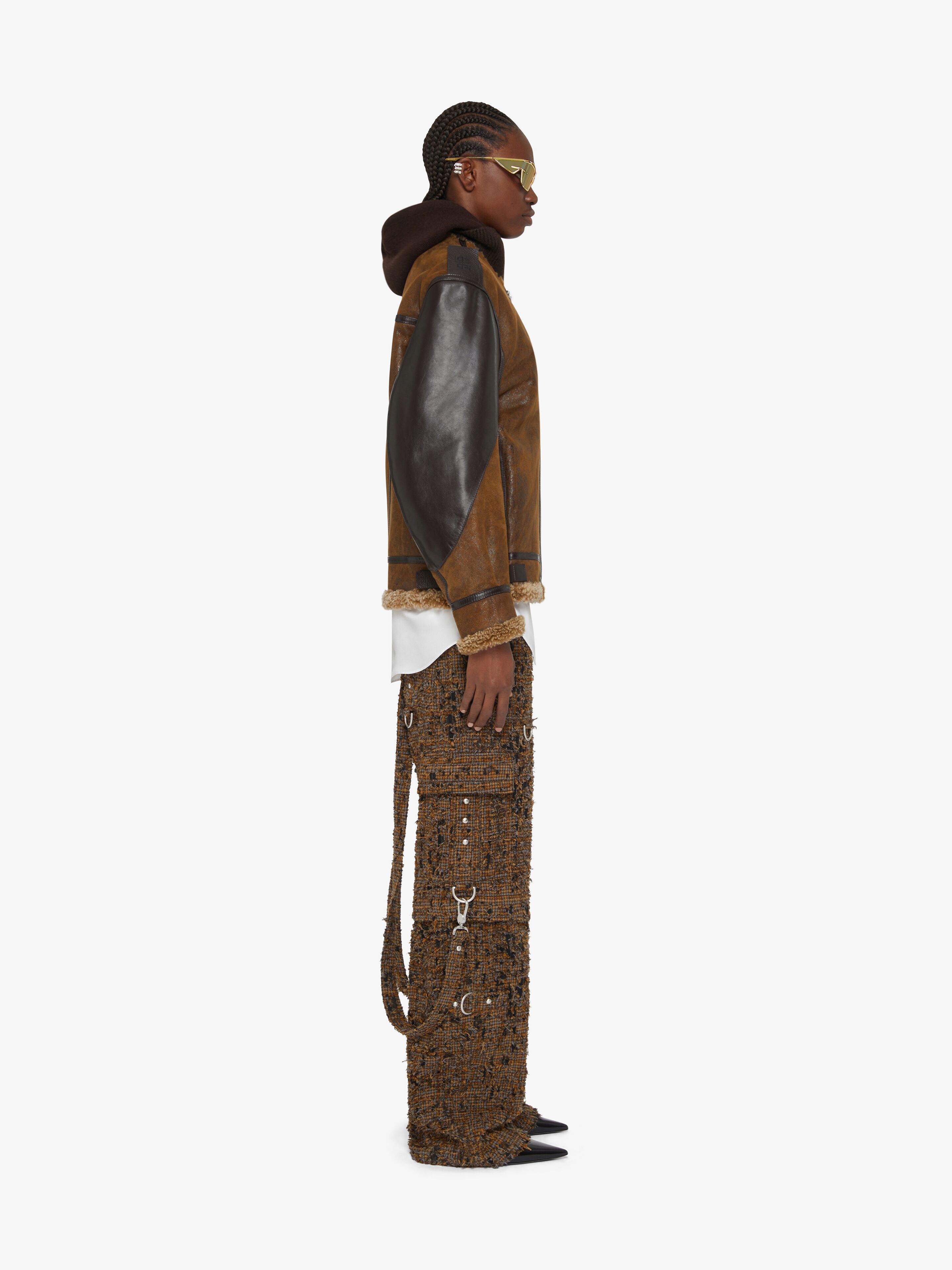 Givenchy Jacket In Leather And Shearling In Brown