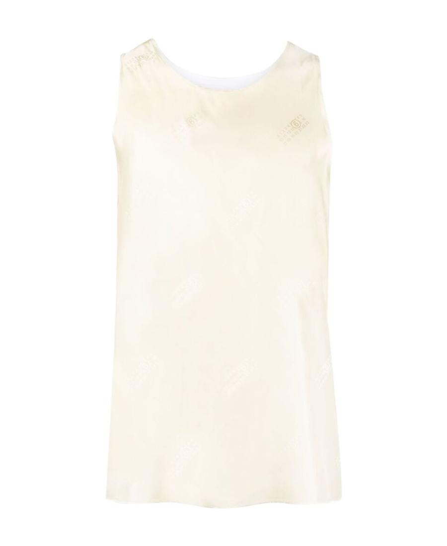 Mm6 Maison Margiela Numbers Motif-print Panelled Tank Top In Nude