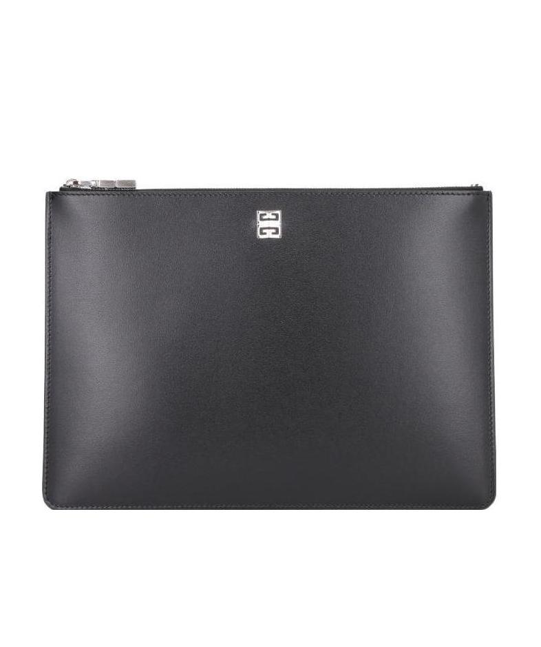 Givenchy 4g Medium Leather Clutch In Black