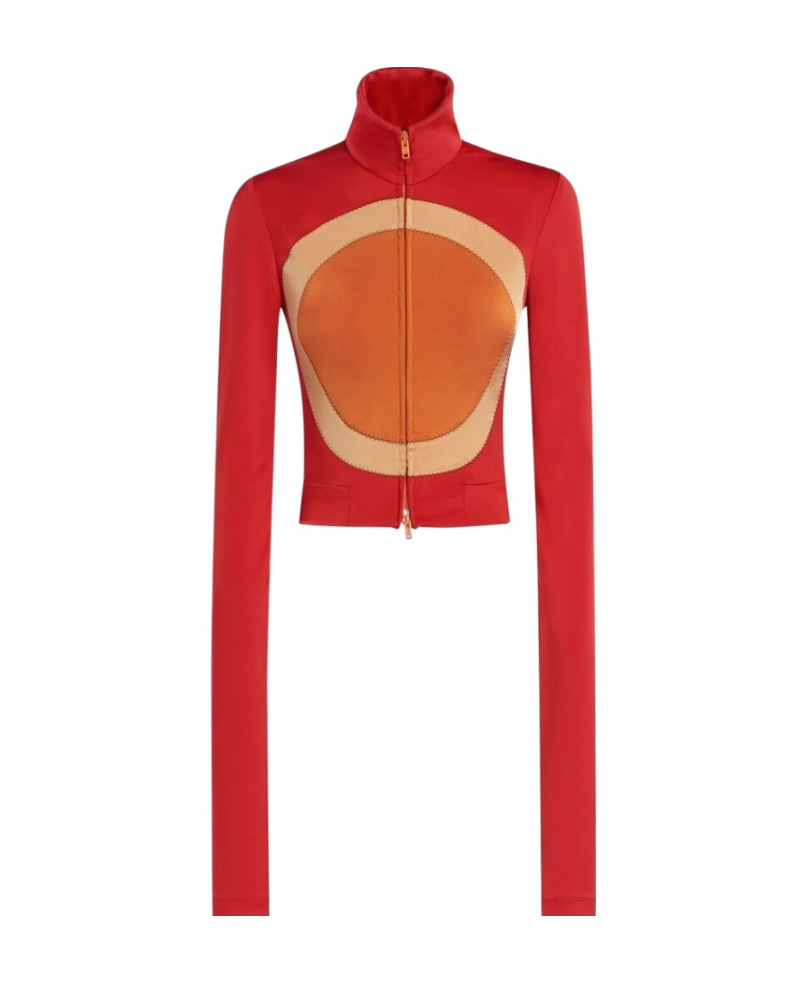 Marni Funnel-neck Cropped Track Jacket In Red