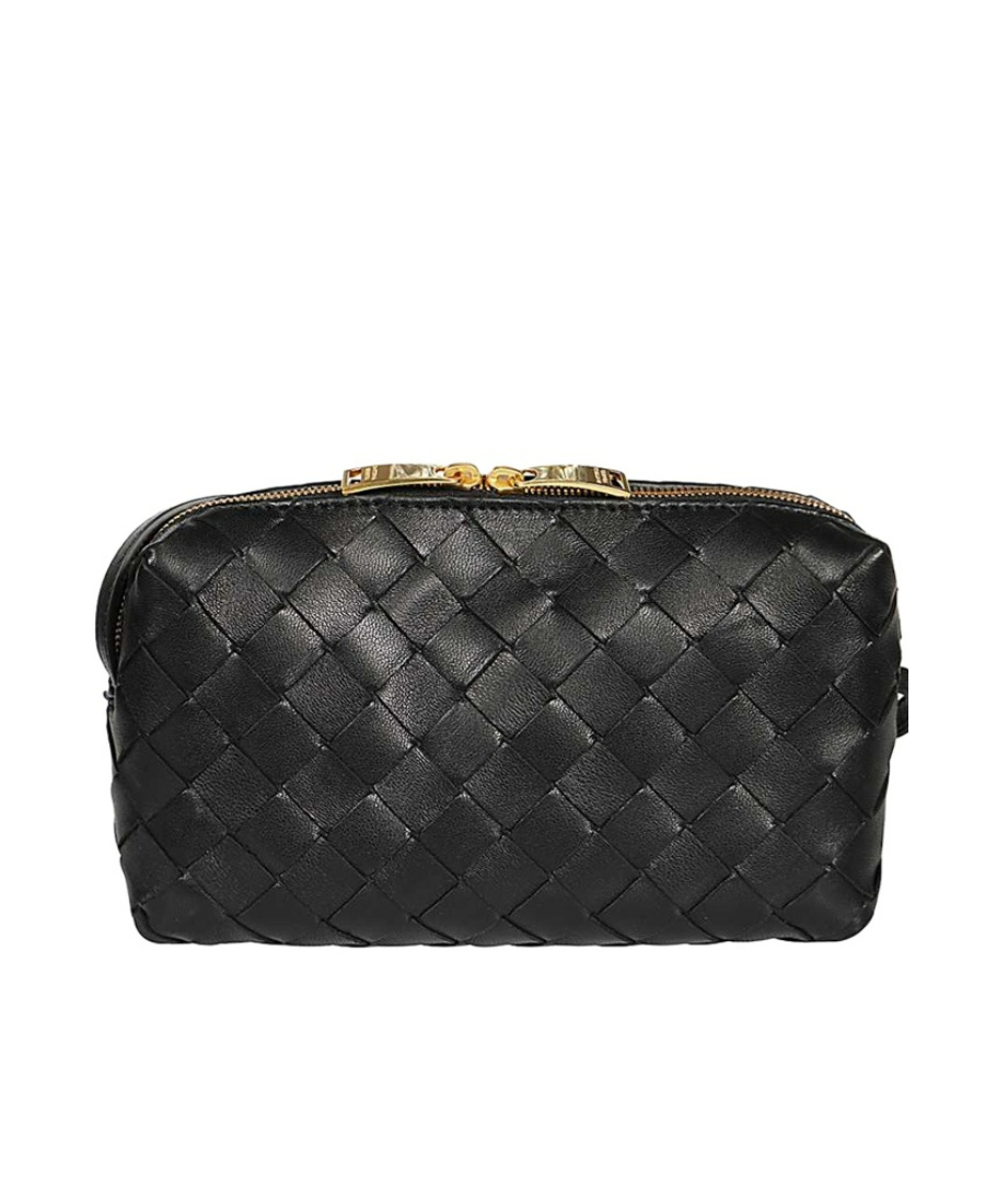 Shop Bottega Veneta Mini Intrecciato Crossbody Bag In Black