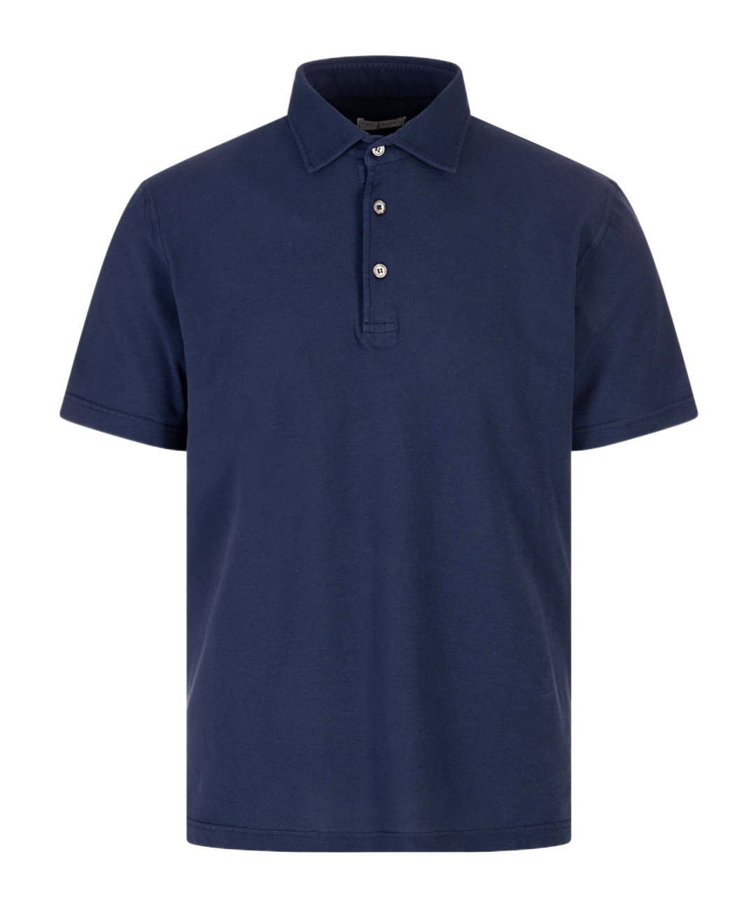Fedeli Piquet Polo With Collar And Short Sleeves In Blue