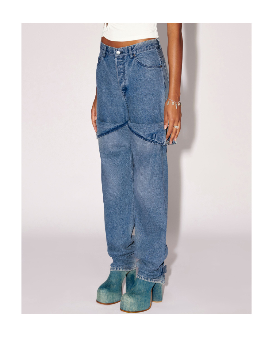 Ambush Detailed Straight-leg Jeans In Blue
