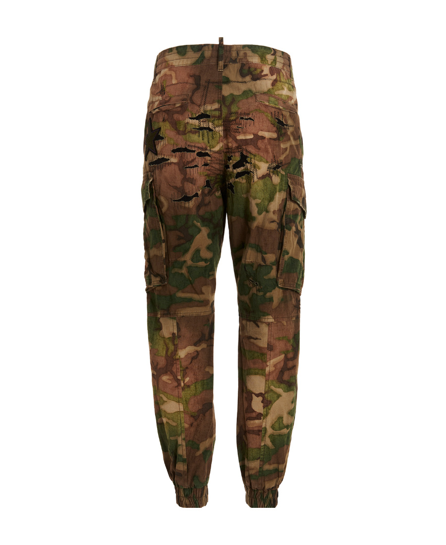 DSQUARED2 STUD-EMBELLISHED CAMOUFLAGE-PRINT TROUSERS