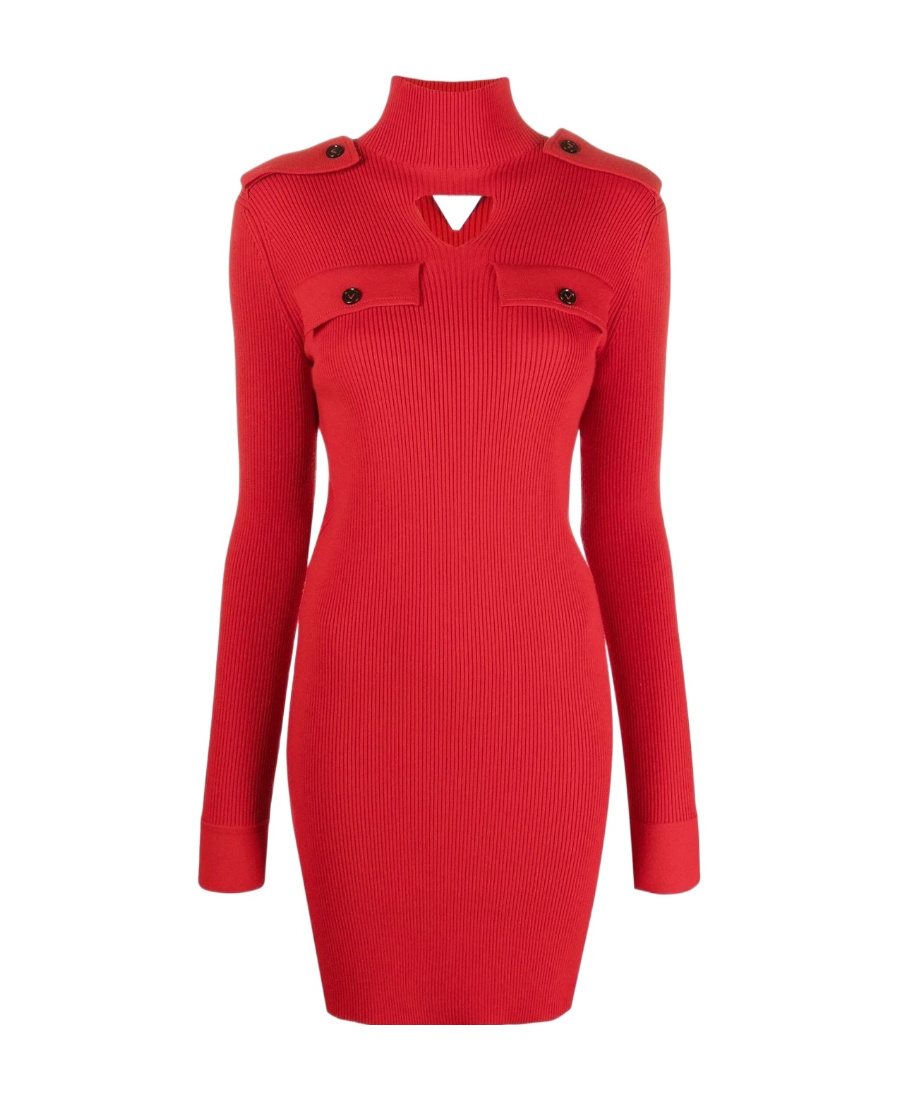 Bottega Veneta Cut-out Triangle Fitted Dress In Red