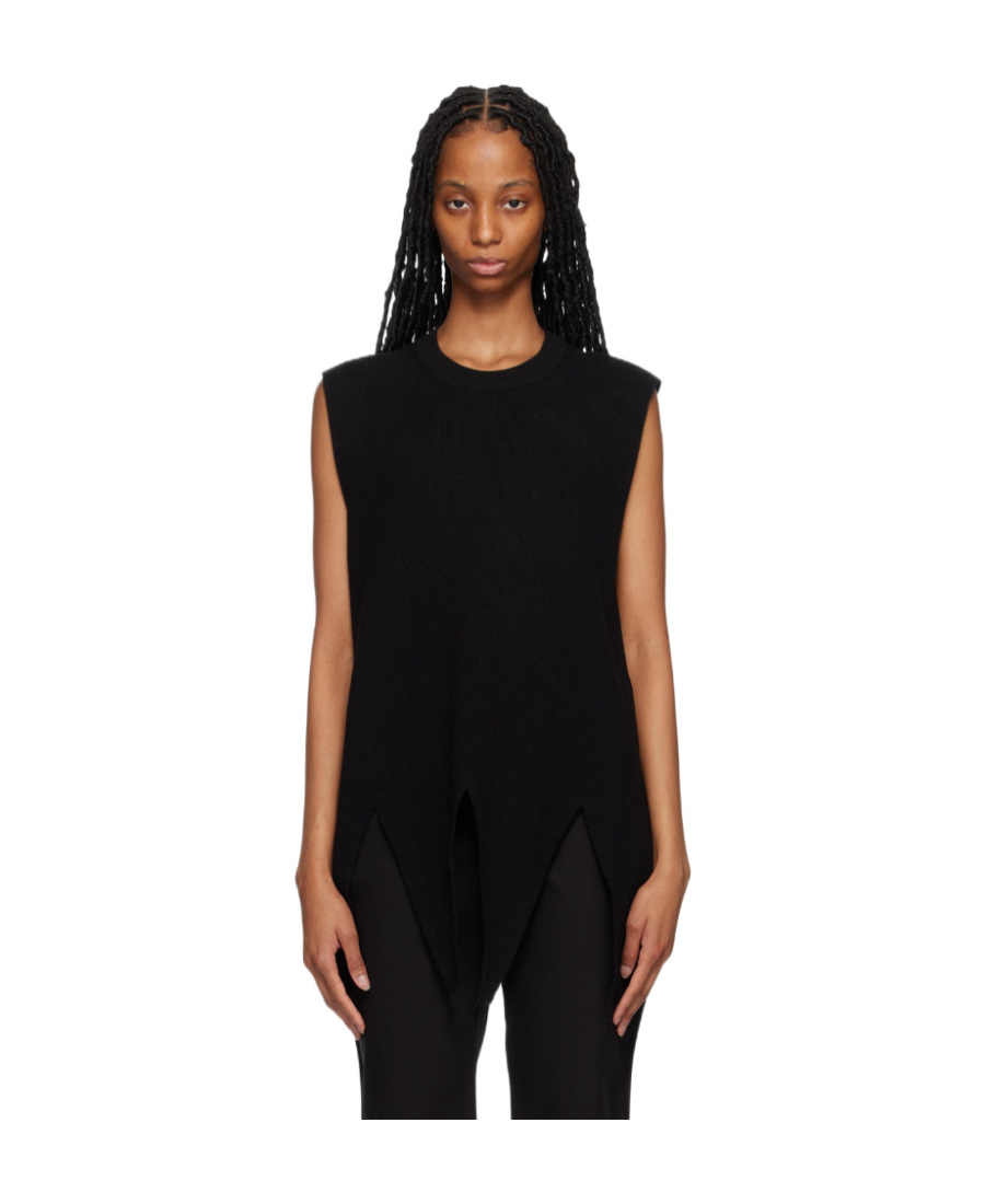 Shop Comme Des Garçons Sleeveless Vest With Round Neck In Black