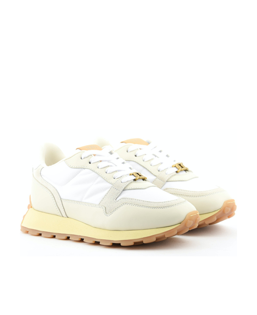 Tod's Panelled Leather Sneakers In White
