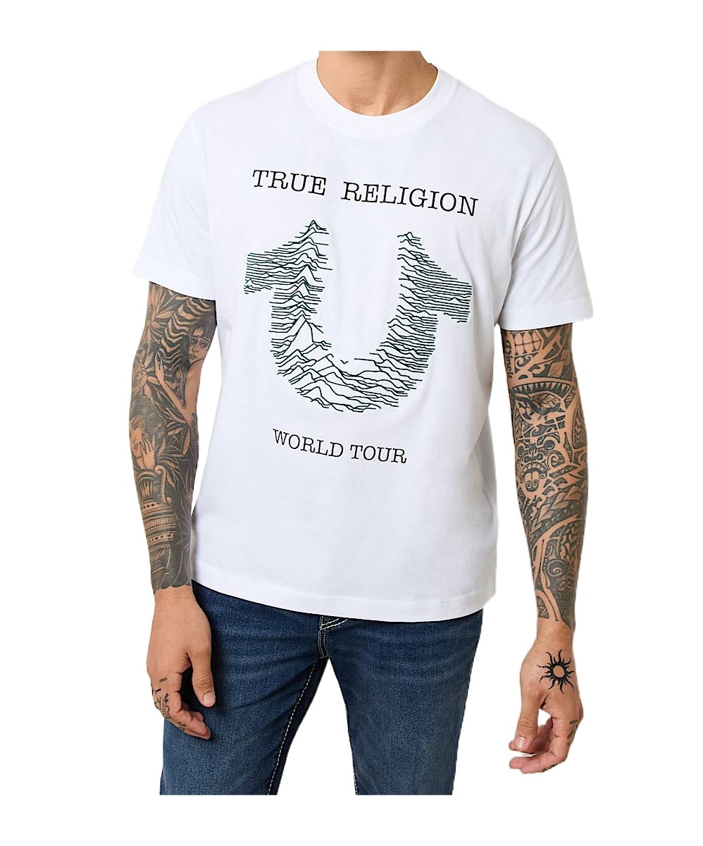 True Religion Embroidered Radio Wave Horseshoe Tee In White