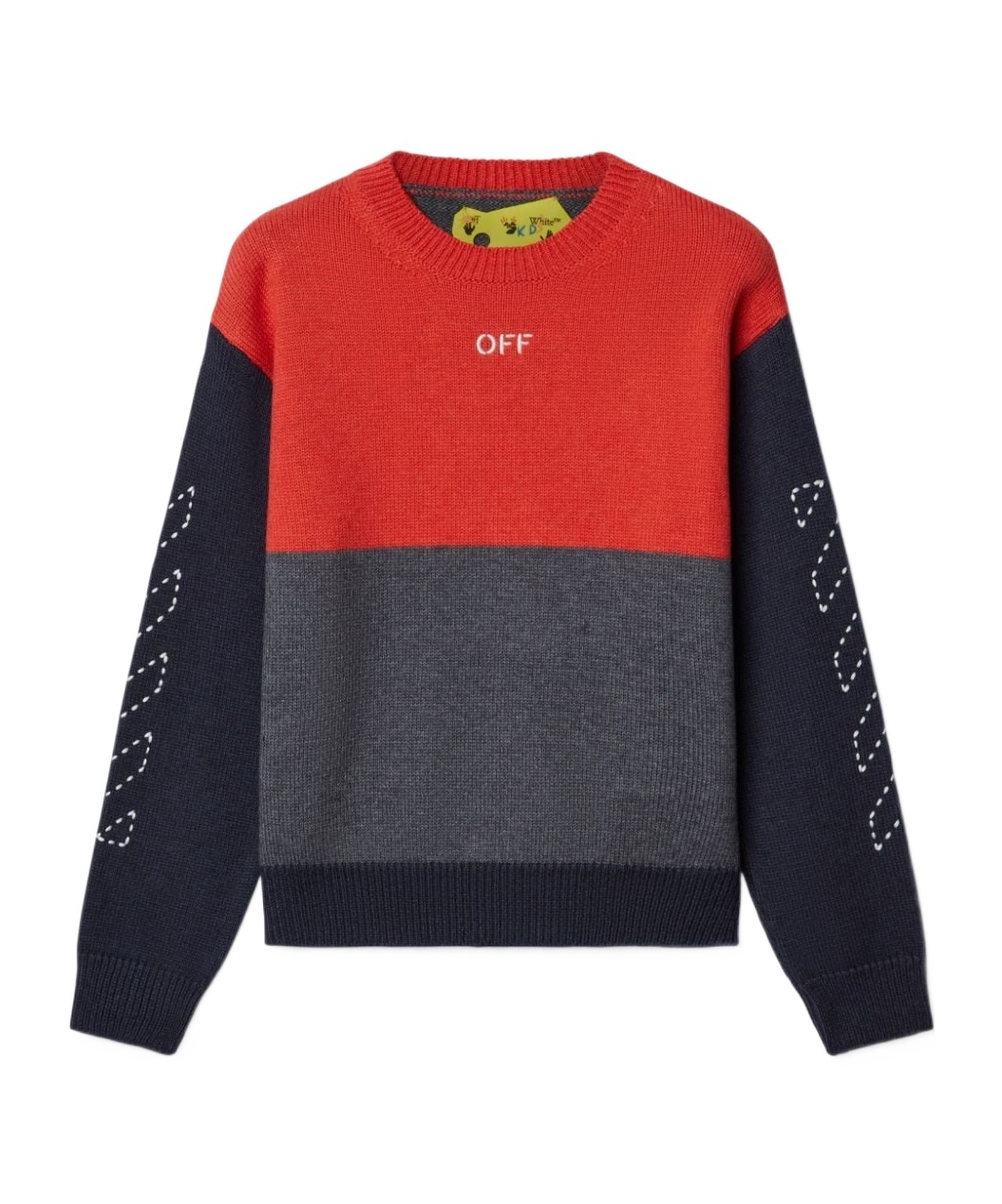Off-white Color Block Arrow Stitched Crewneck In Black