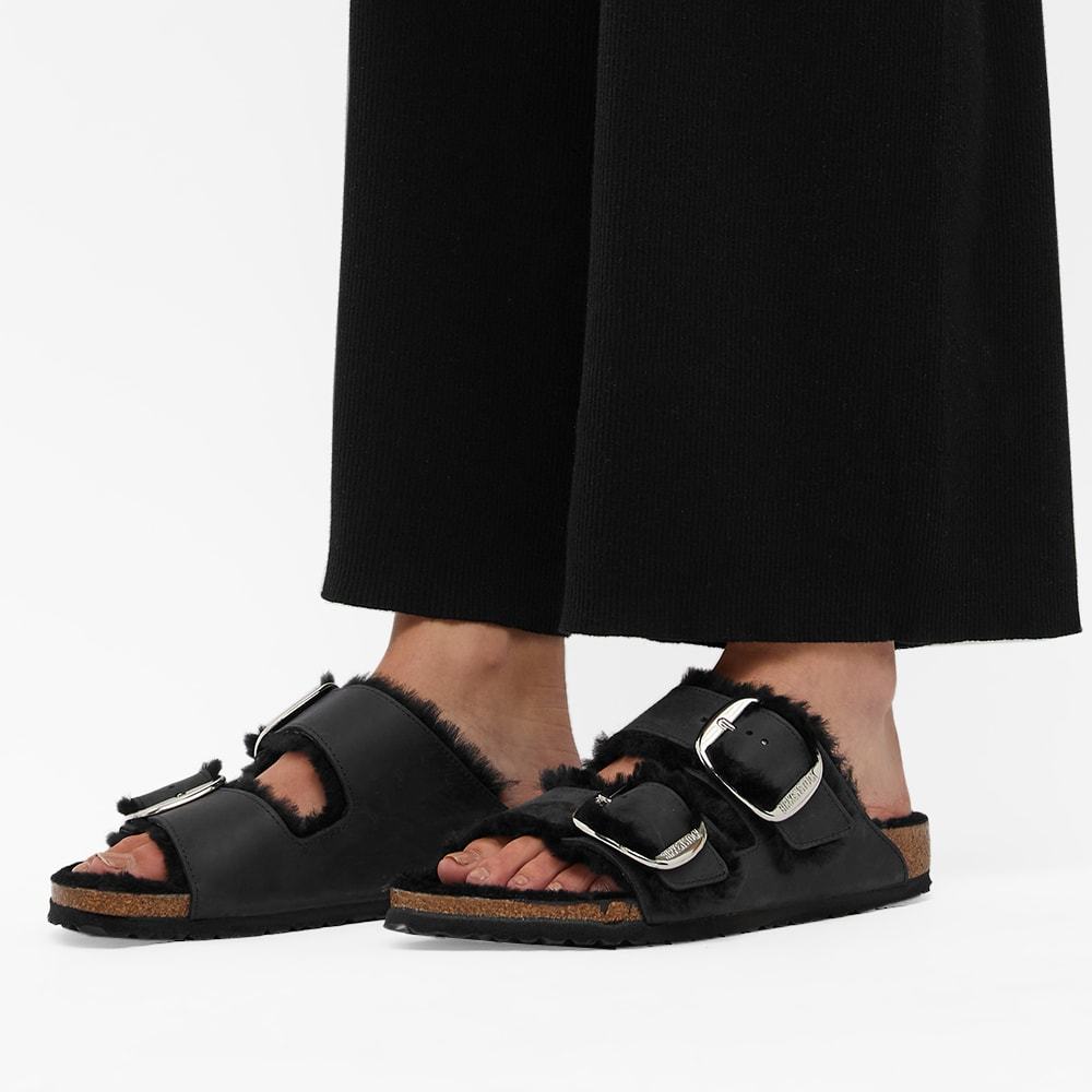 Shop Birkenstock Shearling-lined Double-strap Sandals In Black