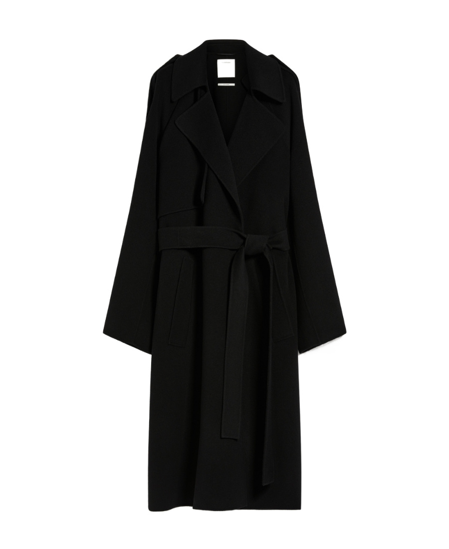 Sportmax Woolen Overcoat With Belt In Black