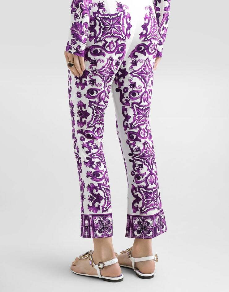 Dolce & Gabbana Majolica-print Trousers In Purple