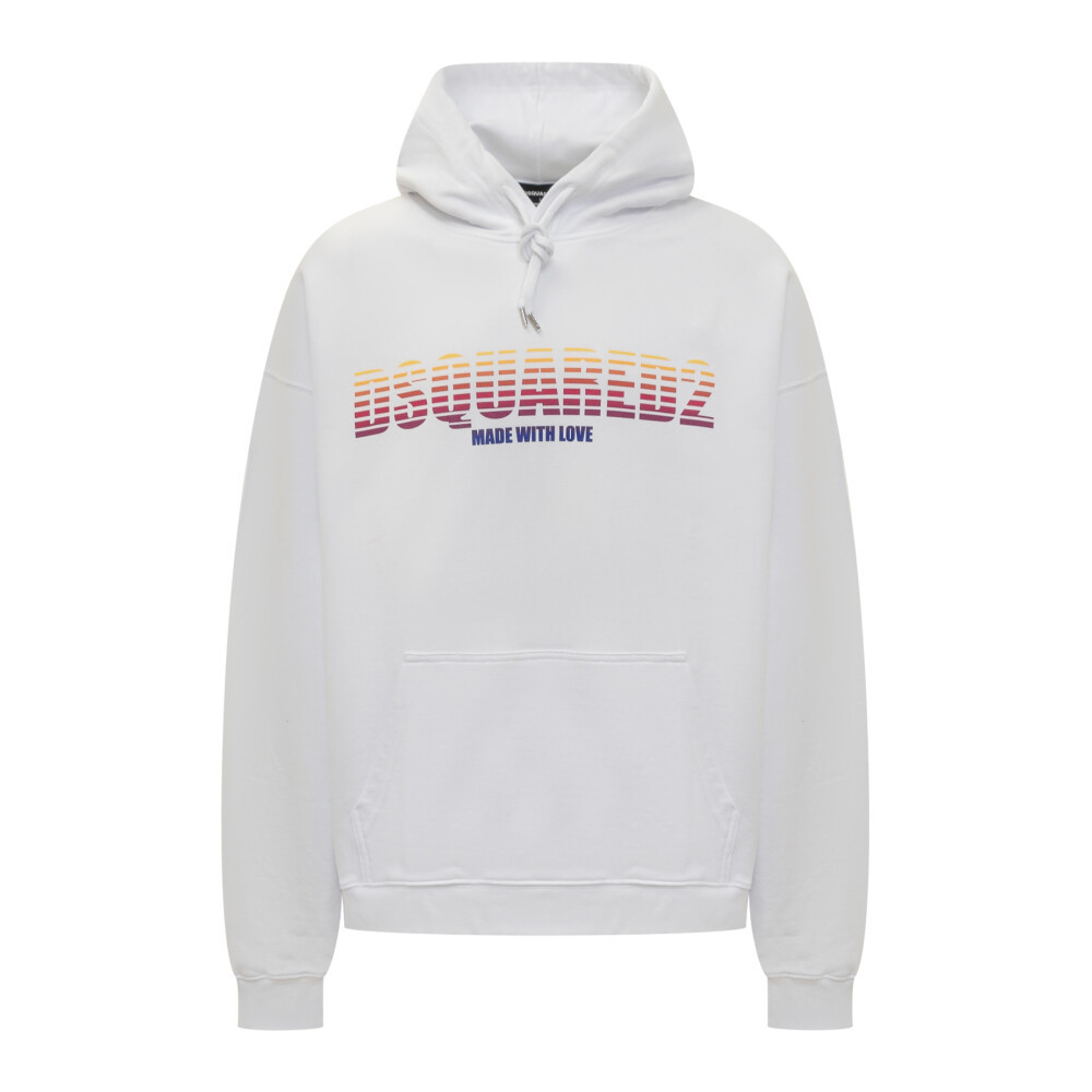 Shop Dsquared2 Logo-print Cotton Hoodie In White