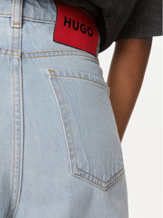 Hugo Boss Belt Ring Denim Trousers In Gray