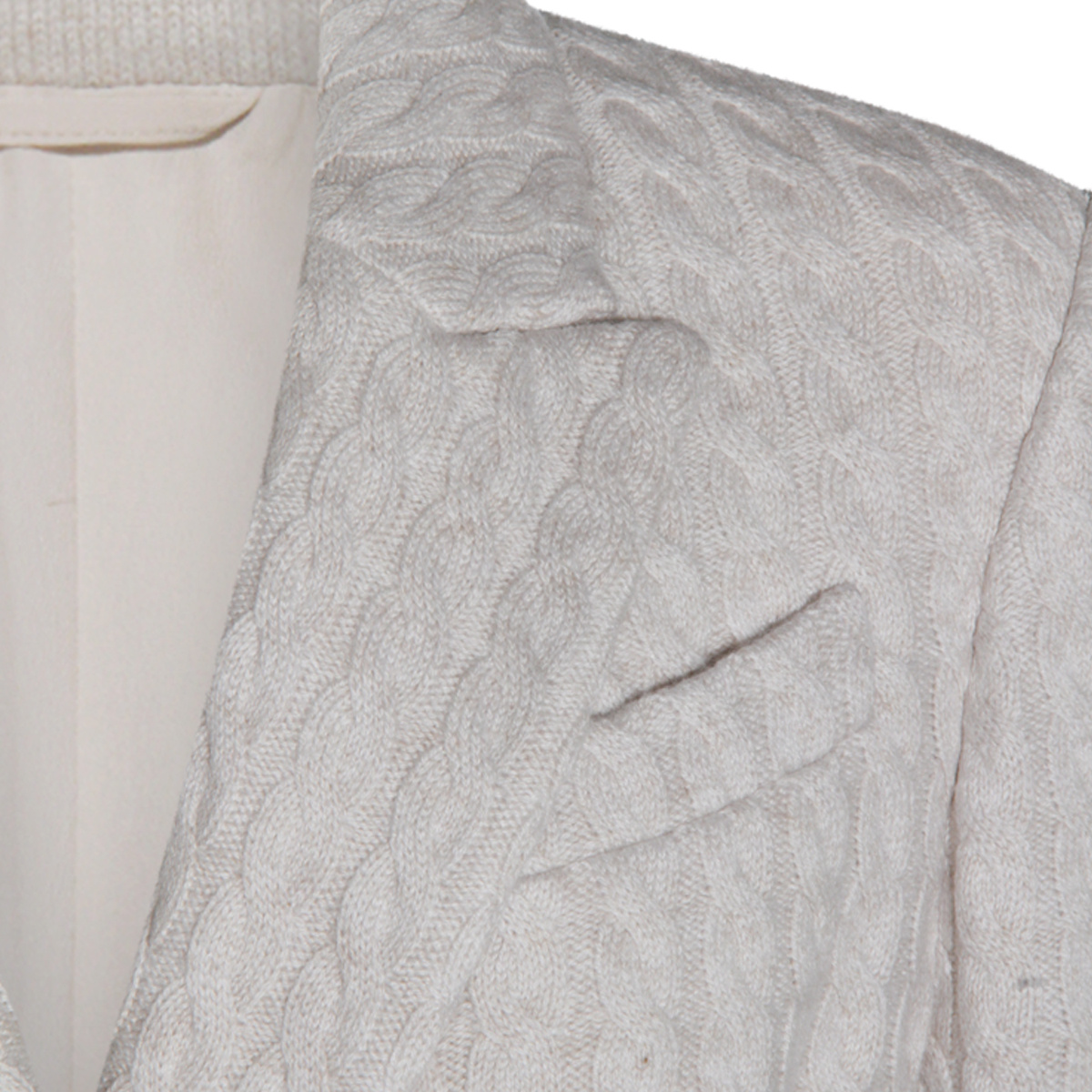 Brunello Cucinelli Cable-knit Double-breasted Coat In Gray