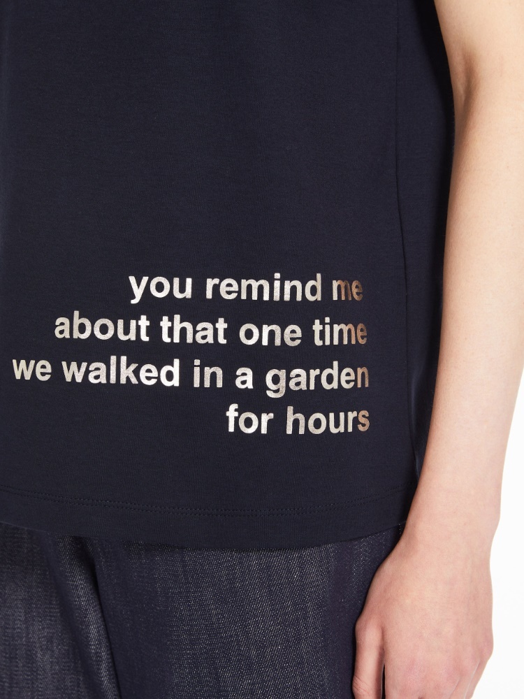 Max Mara Printed Cotton T-shirt In Black