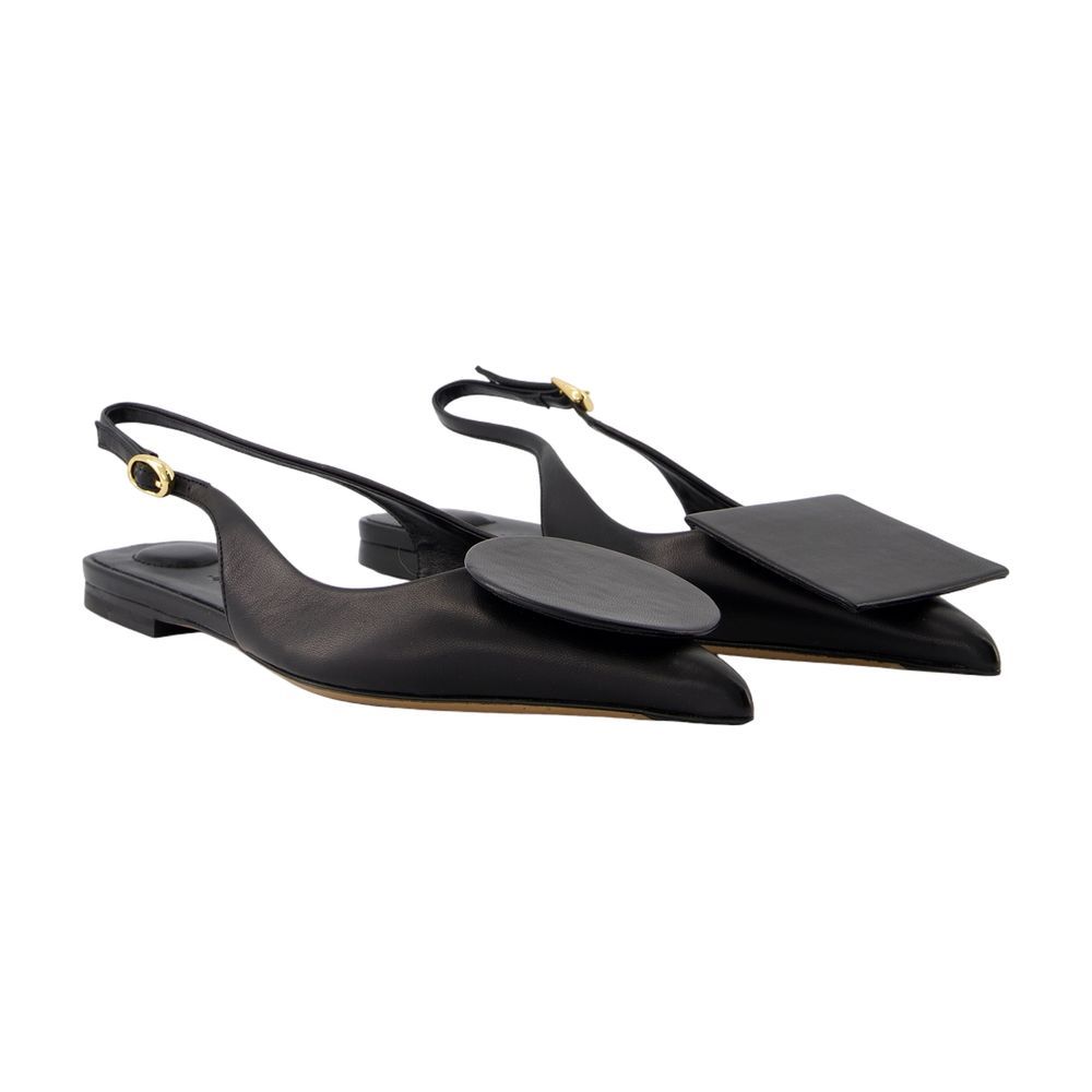 Jacquemus Les Duelo P Leather Slingback Flats In Black