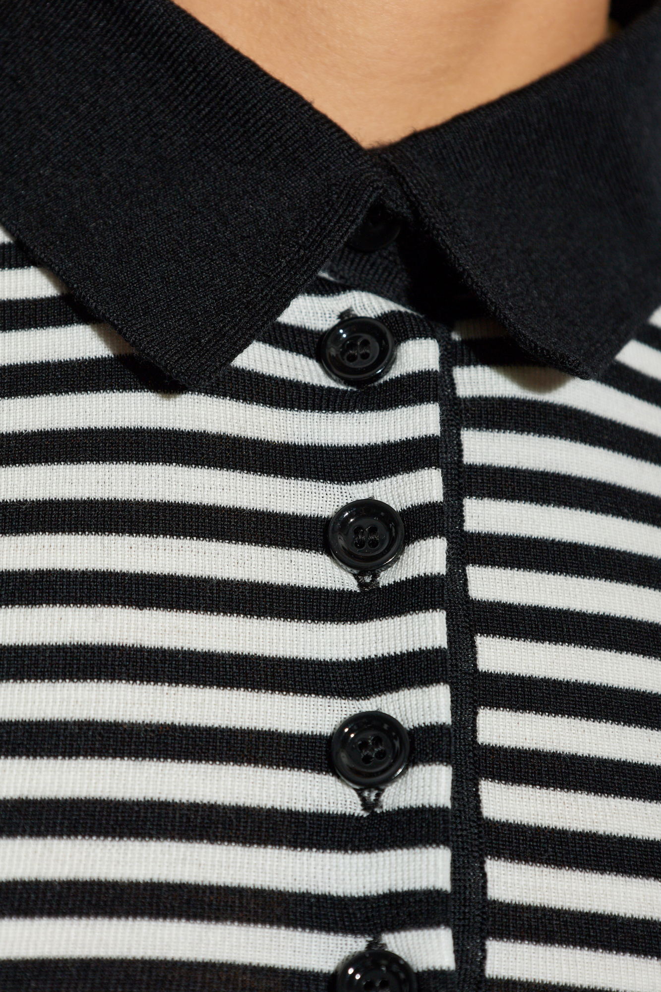 Dolce & Gabbana Women Striped Cropped Polo Shirt In Black