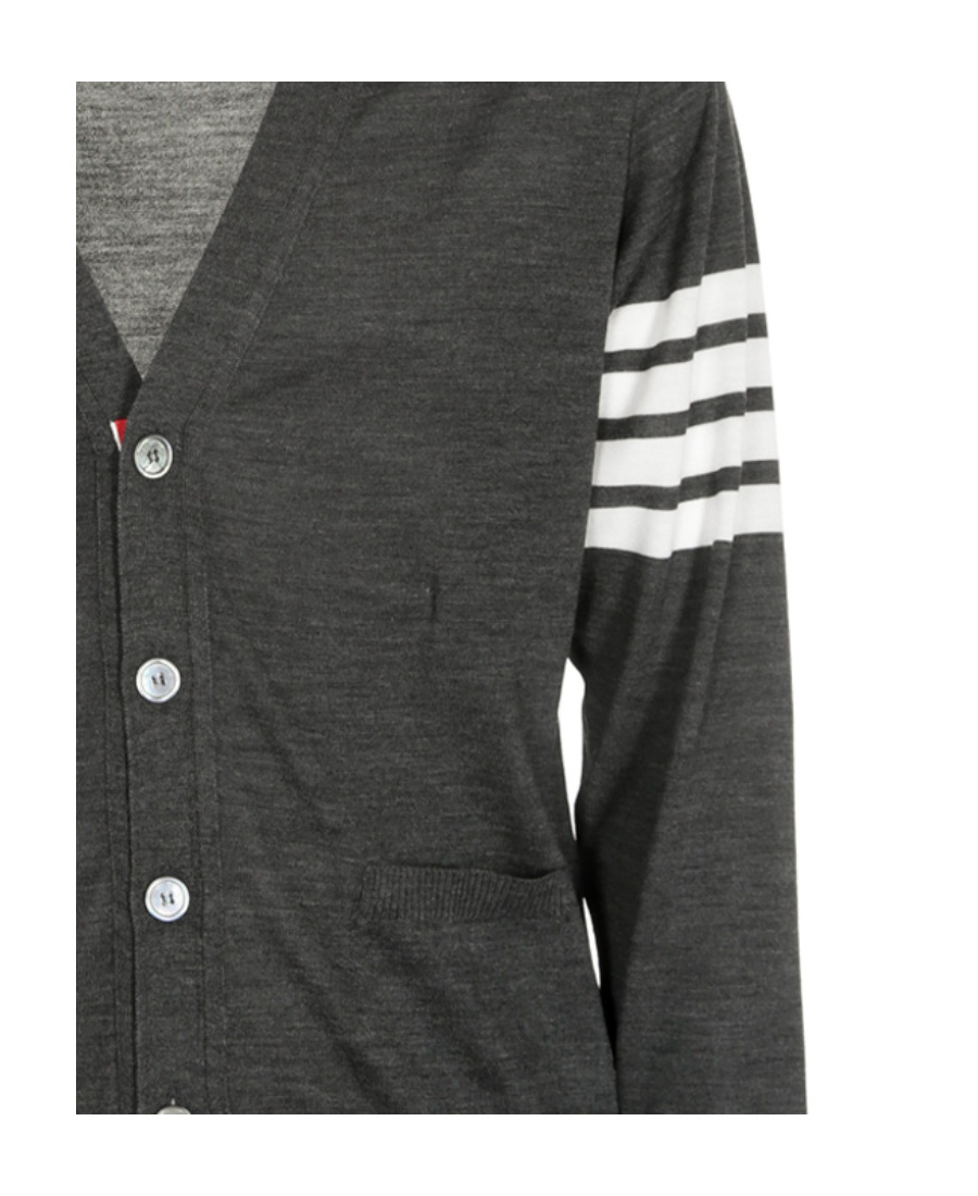 Thom Browne 4-bar Striped Knit Cardigan In Gray
