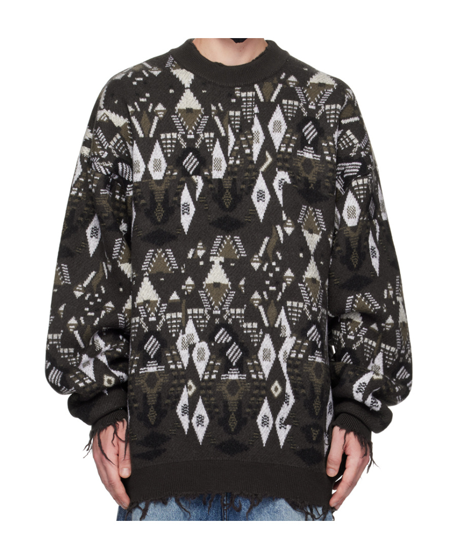 Vetements Gray Destroyed Sweater In Black