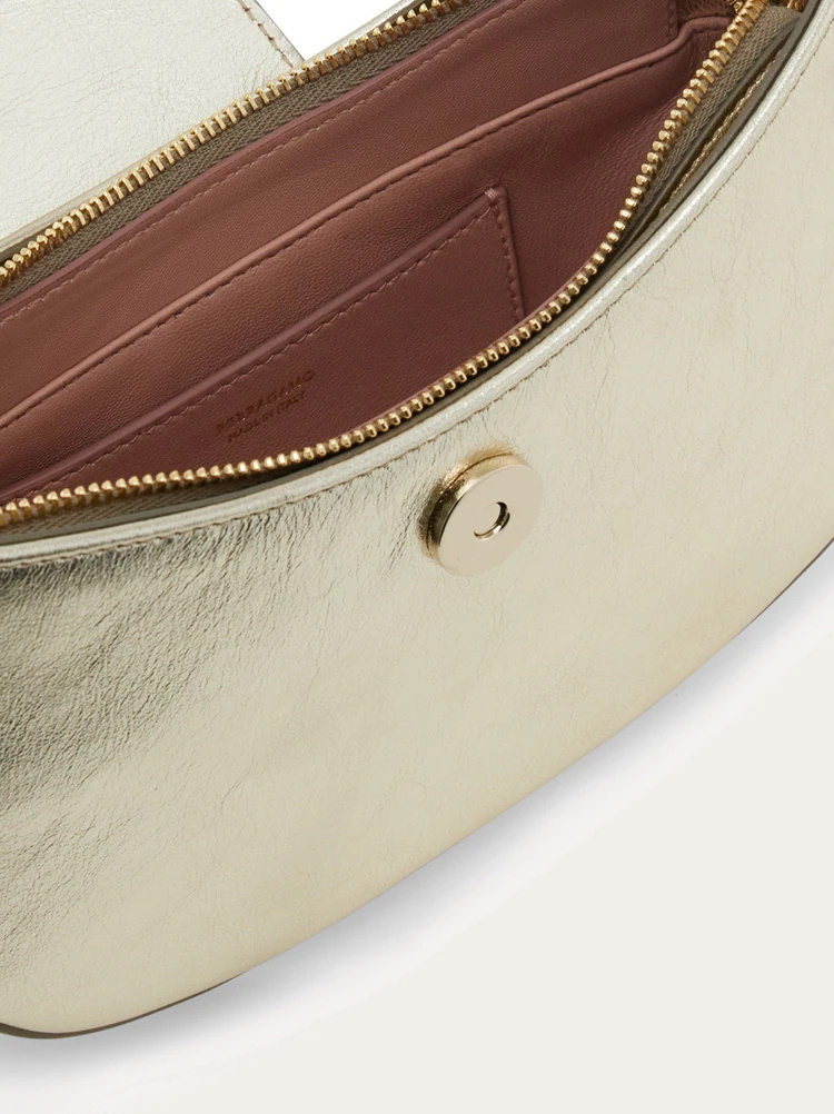 Ferragamo Double Gancini Mini Bag In Neutral