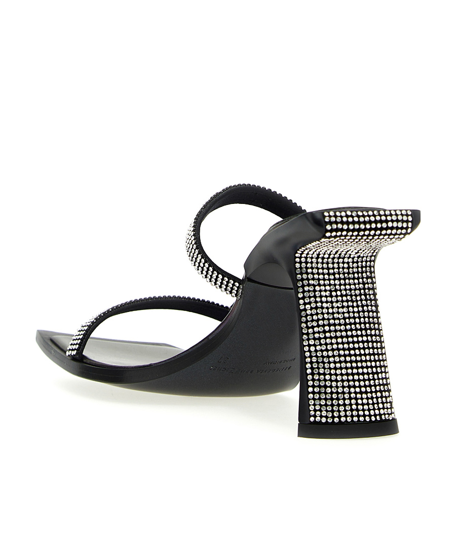 Benedetta Bruzziches Square Toe Rhinestone Double Strap Sandals In Gray