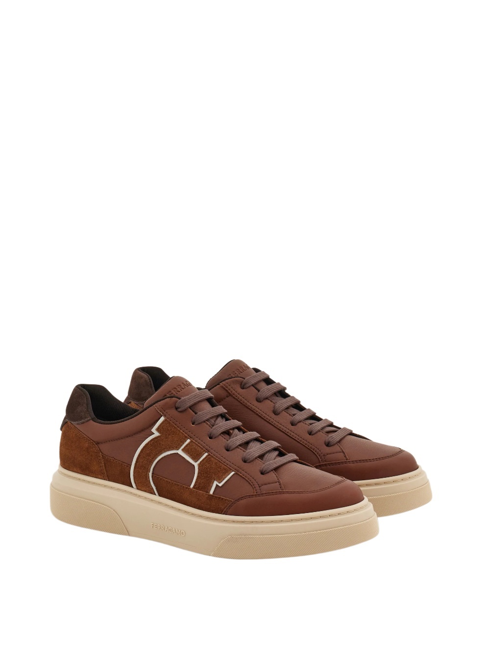 Ferragamo Gancini Low-top Sneaker In Brown