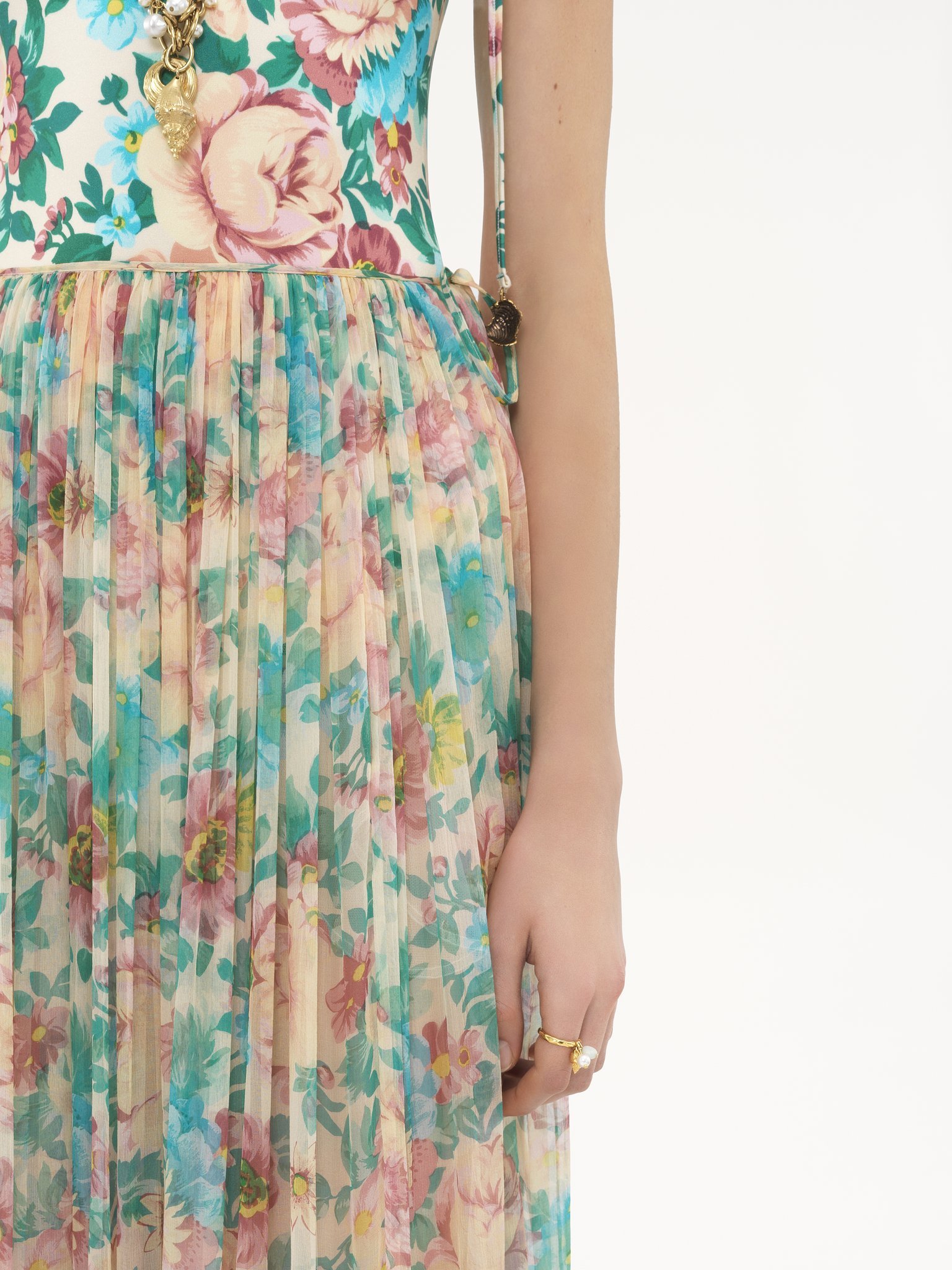 Chloé Pleated Tiered Floral-print Silk-chiffon Maxi Skirt In Multicolor