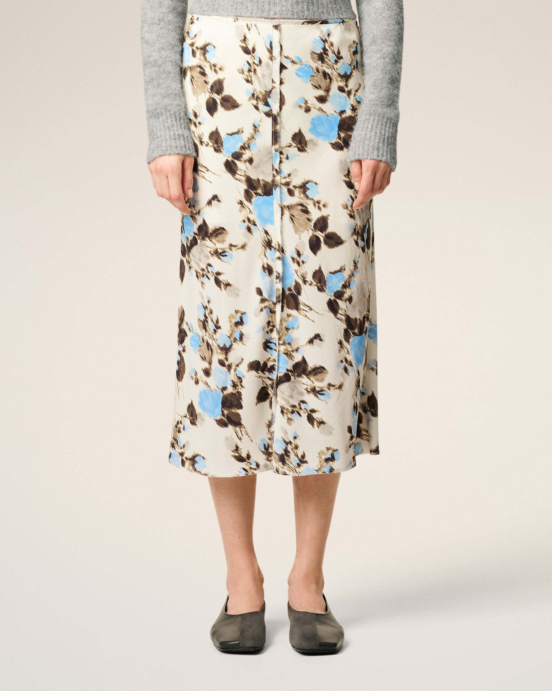 Ami Alexandre Mattiussi Floral-print A-line Skirt In Neutral