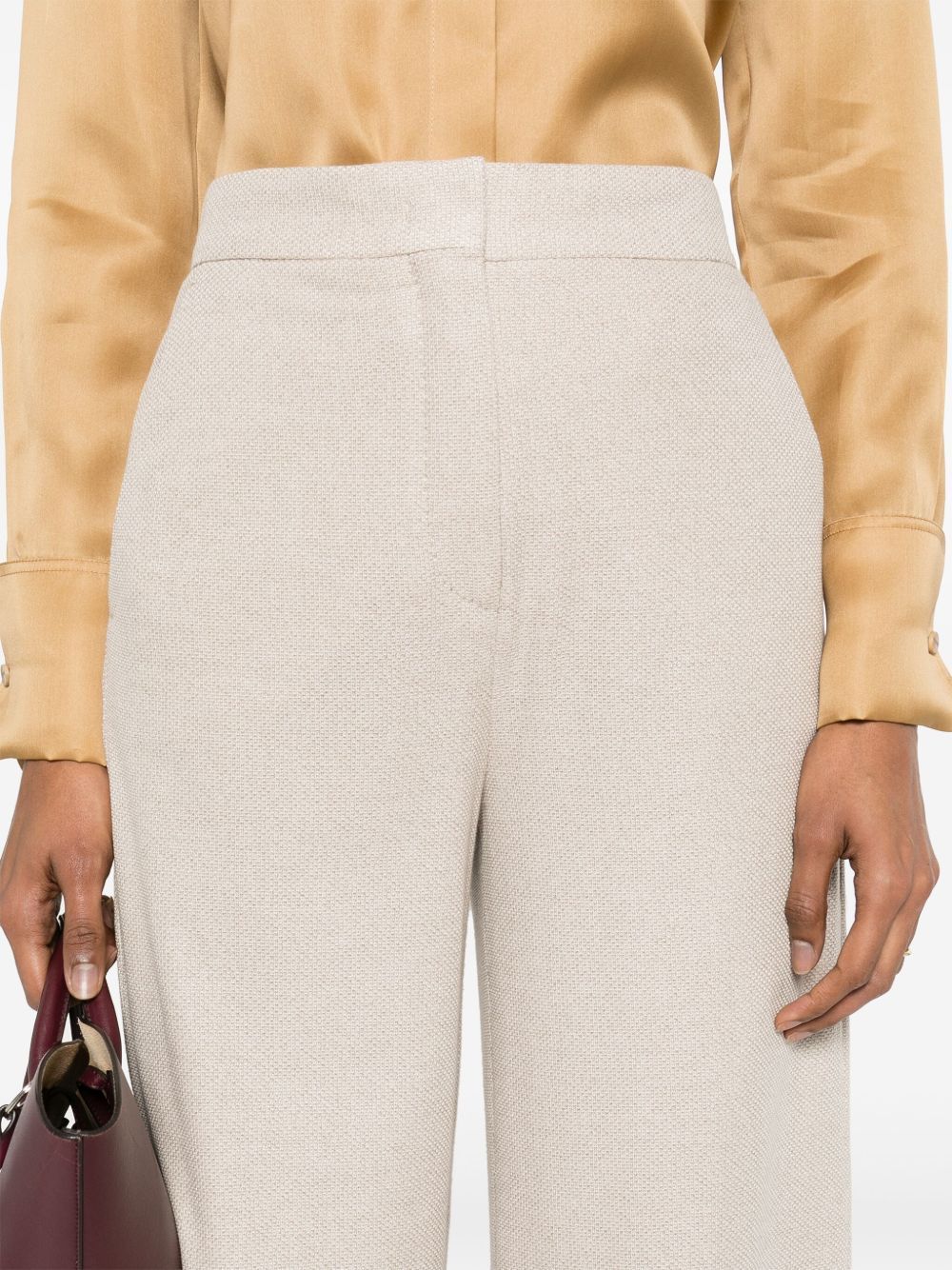 Max Mara Linen Blend Wide-leg Trousers In White
