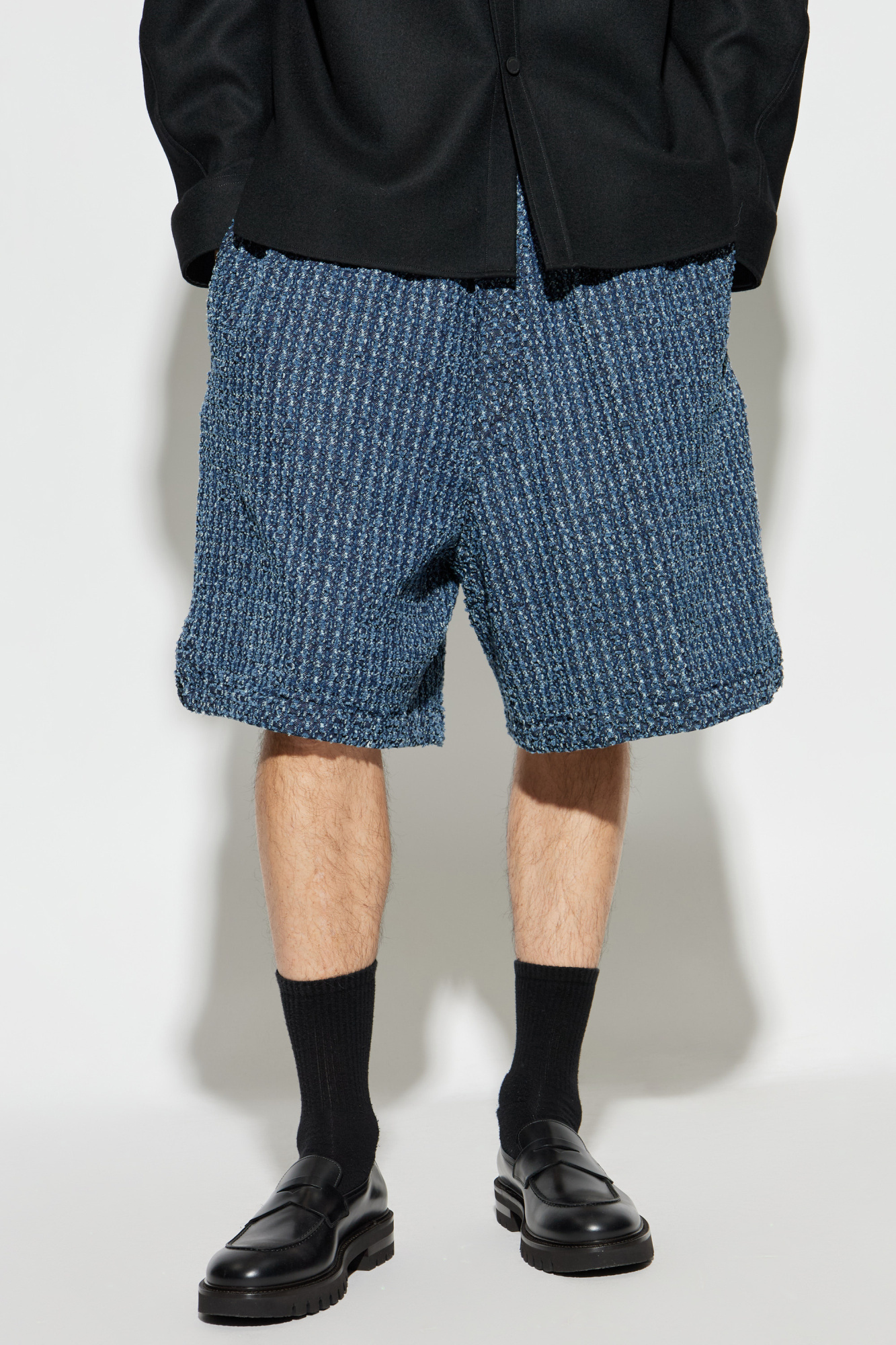 Dsquared2 Textured Denim Shorts In Blue