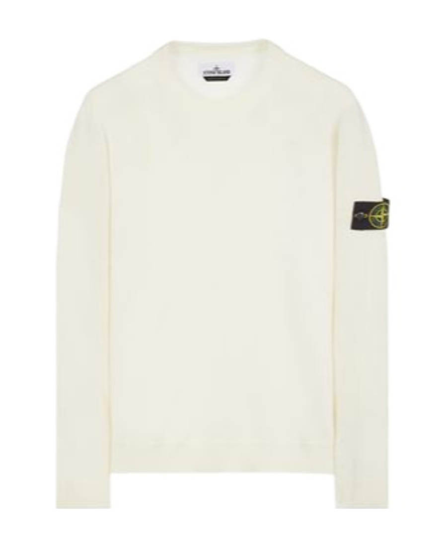 Stone Island Wool Blend Sweatshirt With Iconic Logo Patch And Timeless Design In White