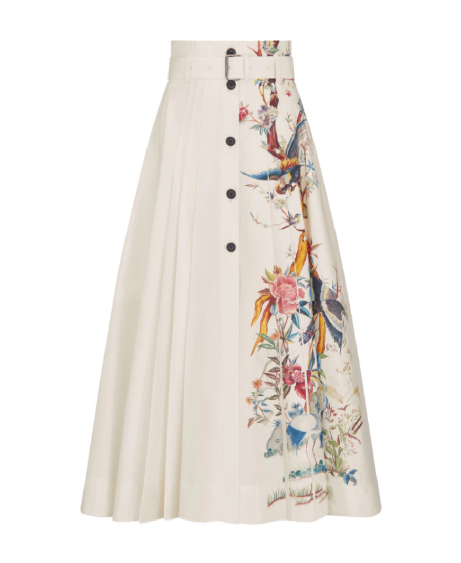 Dior Button Mid-length Skirt In White