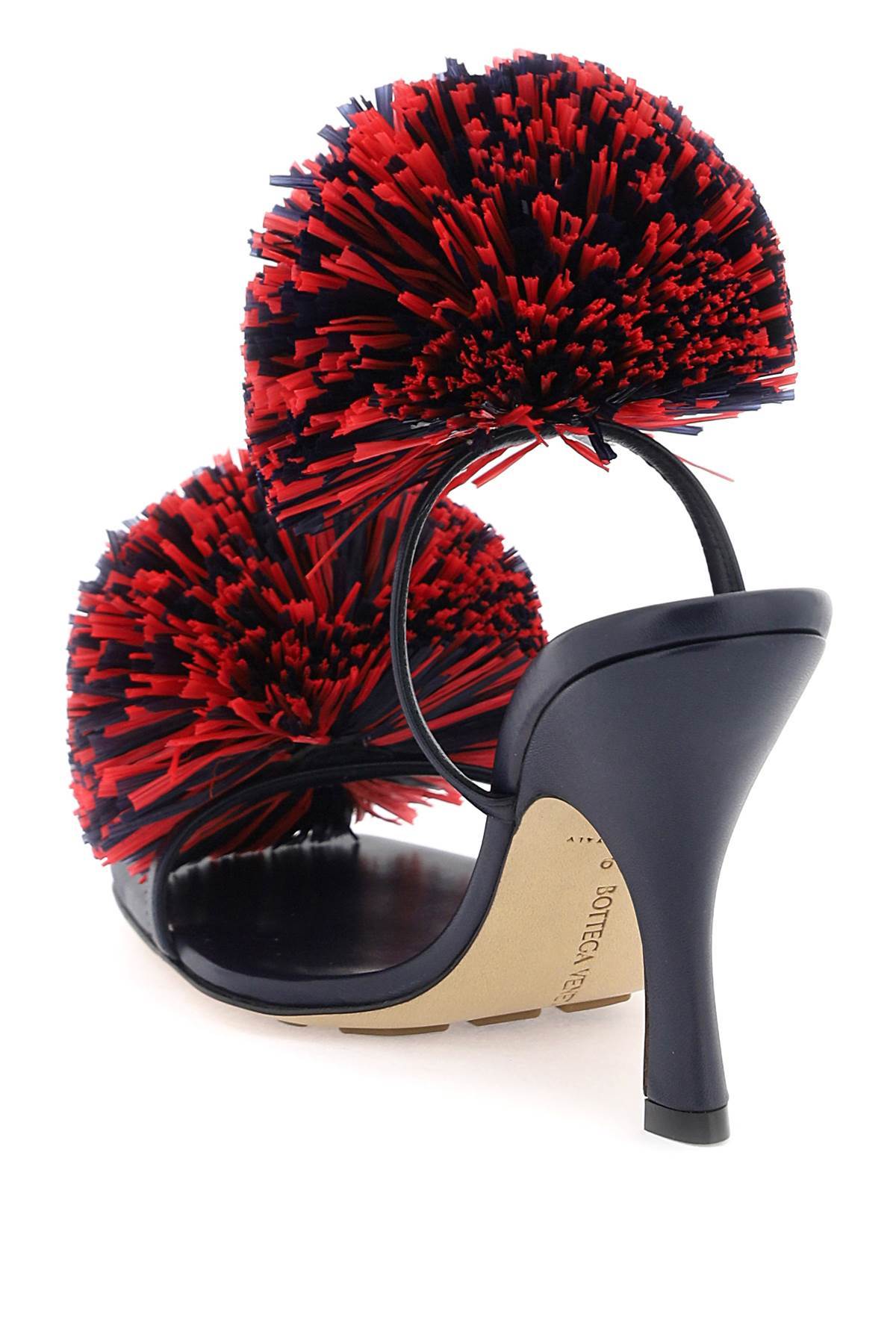 Bottega Veneta Adam Leather Two-band Pom Sandals In Black