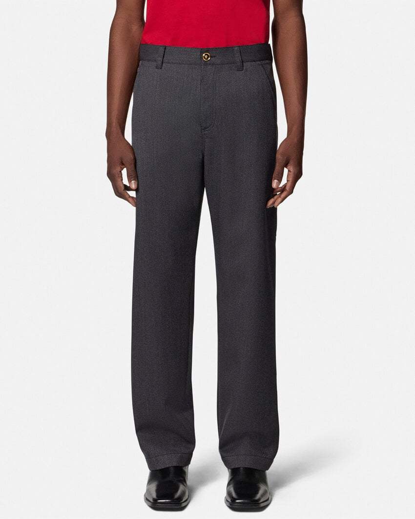 Versace Wool Trousers In Black