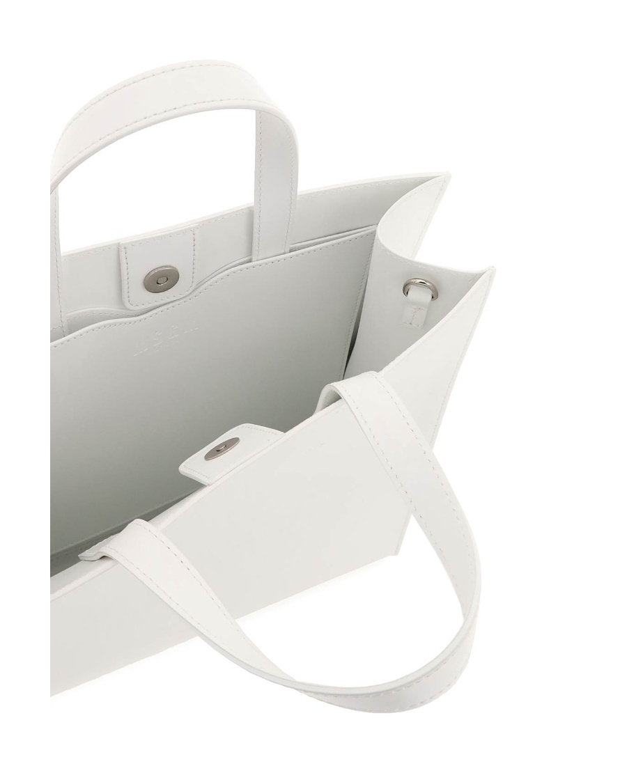 Msgm Logo-debossed Leather Tote Bag In White