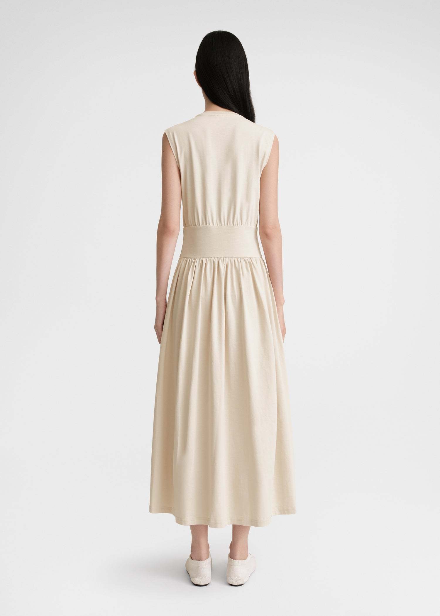 Totême Off-white Sleeveless Midi Dress In 087 Pearl