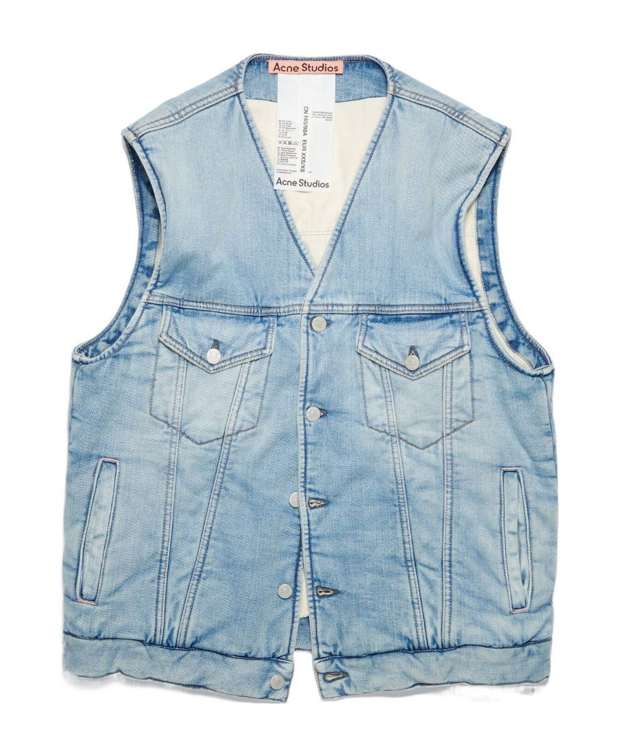 Acne Studios Padded Denim Gilet In Multicolor