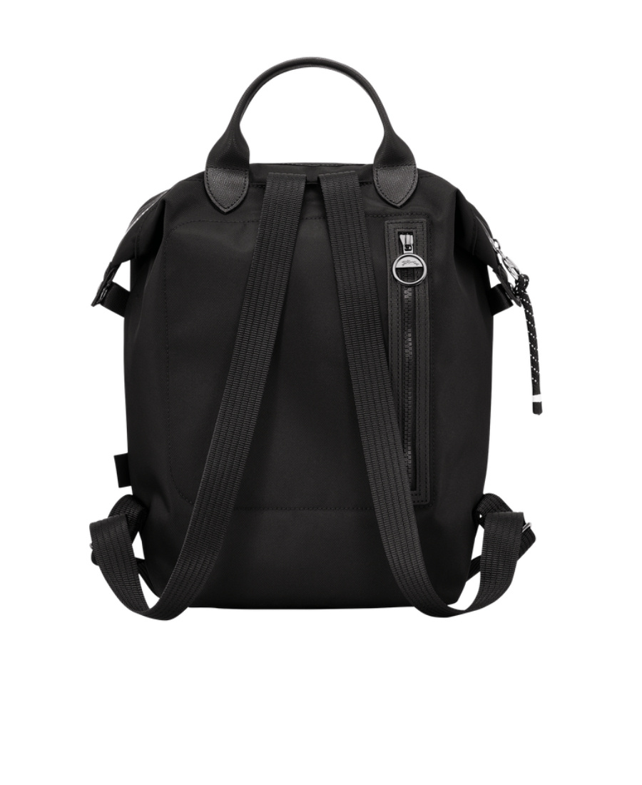 Longchamp Foldable Backpack With Side Pocket And Top Handle In Black
