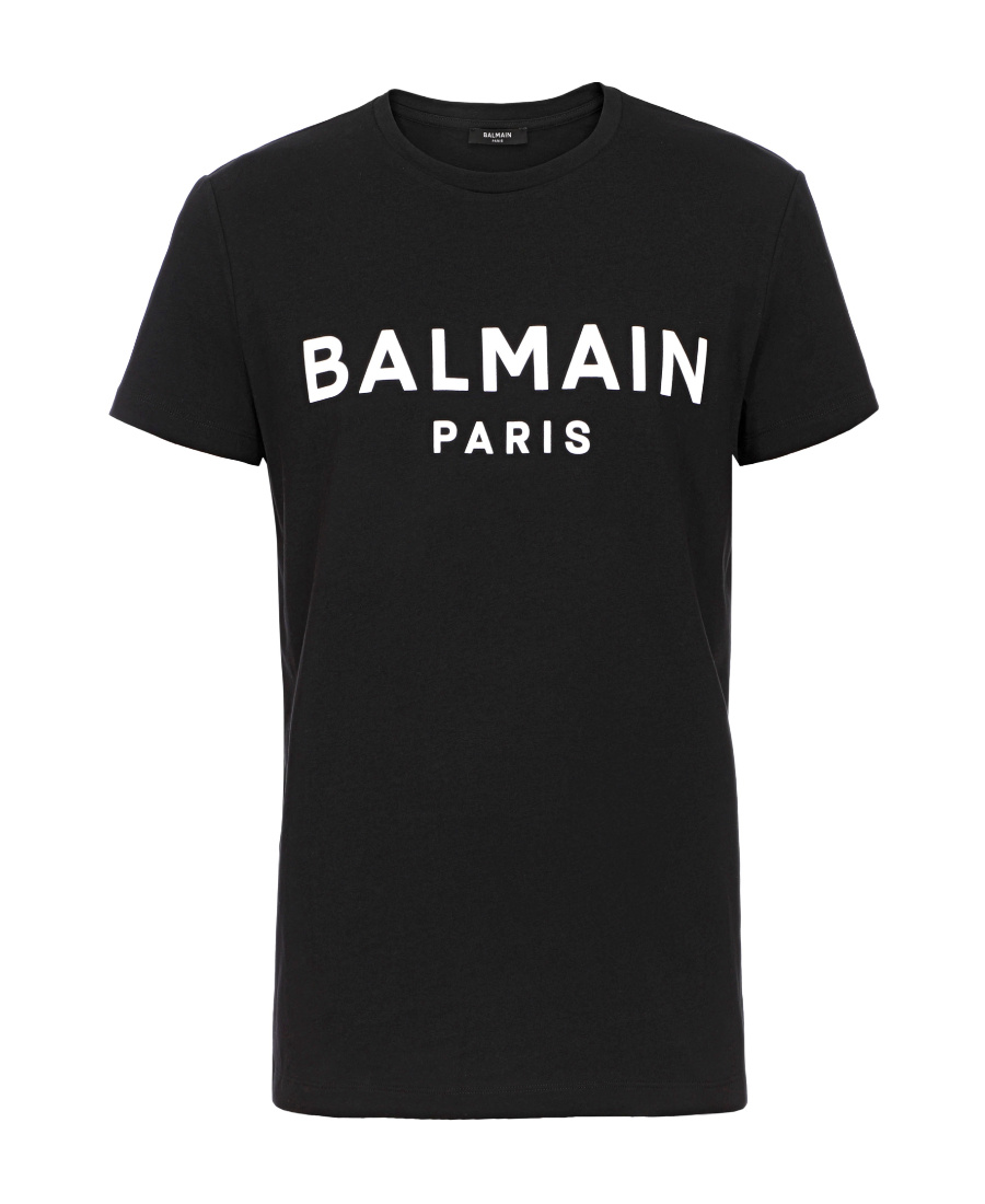 Shop Balmain Logo-print Cotton T-shirt In Black