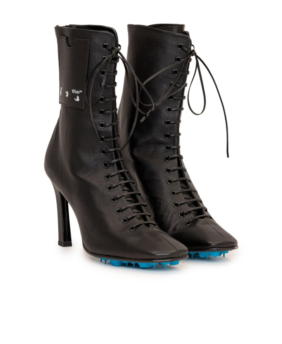Off-white Off White Leather Heel Boots Women In Black