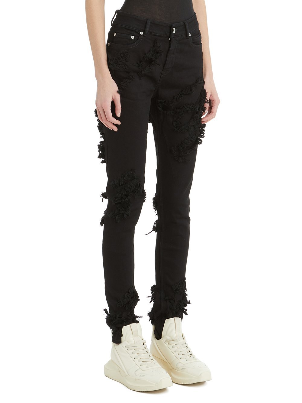 Rick Owens Drkshdw Distressed-design Jeans In Black