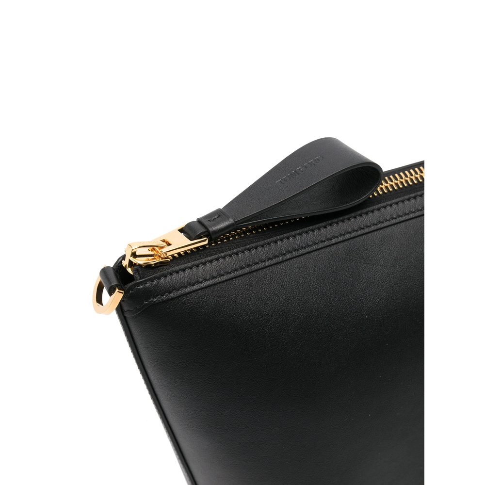 Tom Ford Leather Shoulder Bag In Black