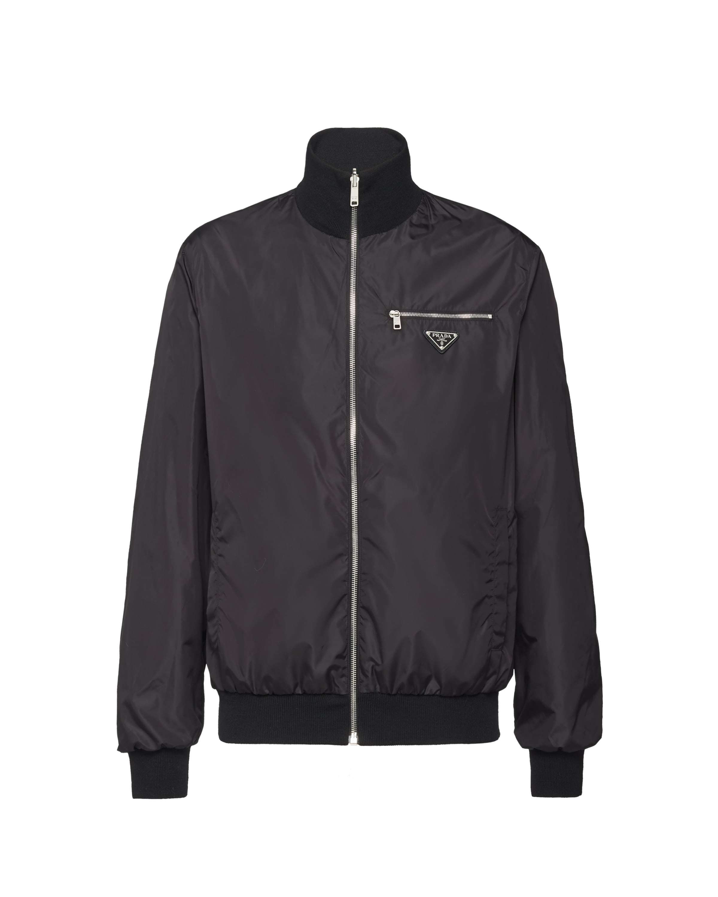 Prada Reversible Wool And Nylon Jacket Double-sided Pilot Jacket In Black