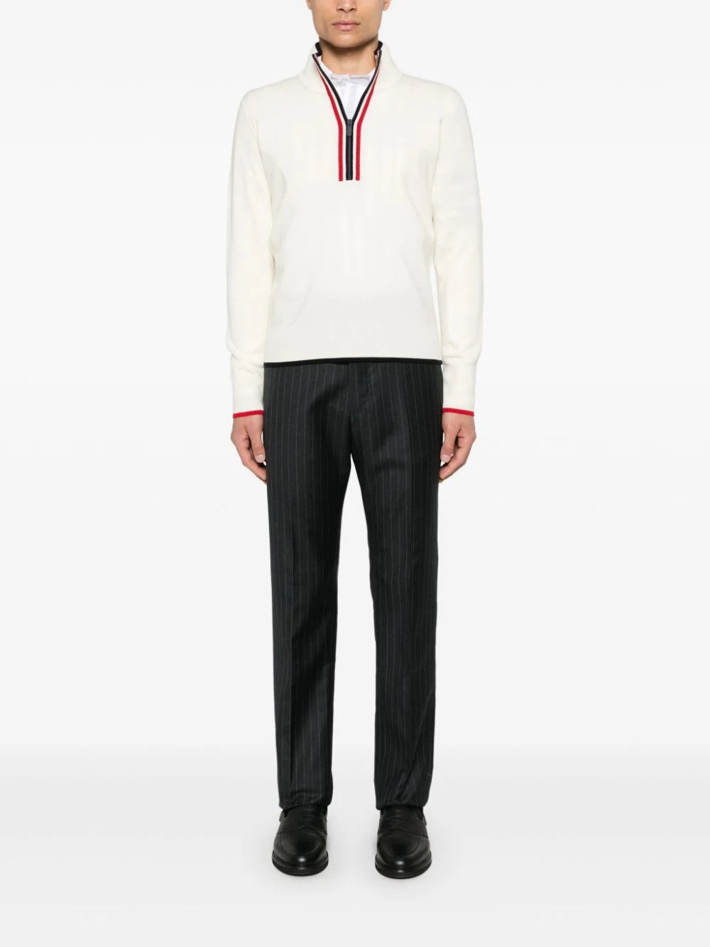 Thom Browne Off-white Wool Funnel Neck Sweater In White