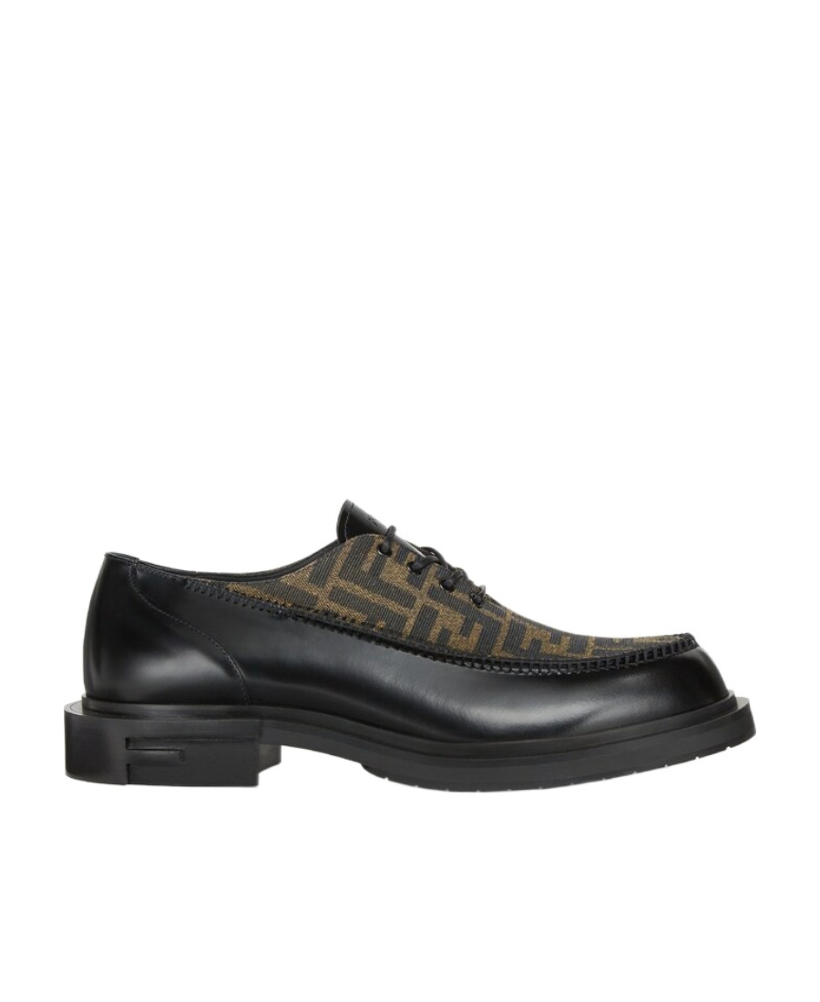 Fendi Black Leather Lace-ups In Black
